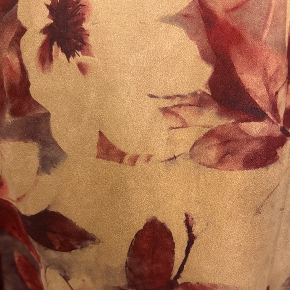 Solitaire Autumn Floral Bomber Jacket - Beige and Burgundy - Picture 10 of 13